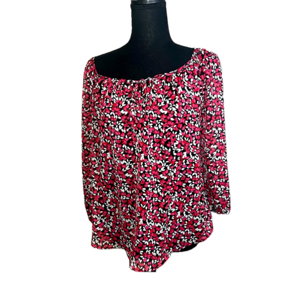 Fortune + Ivy Women's Blouse Large Black White Red NWOT